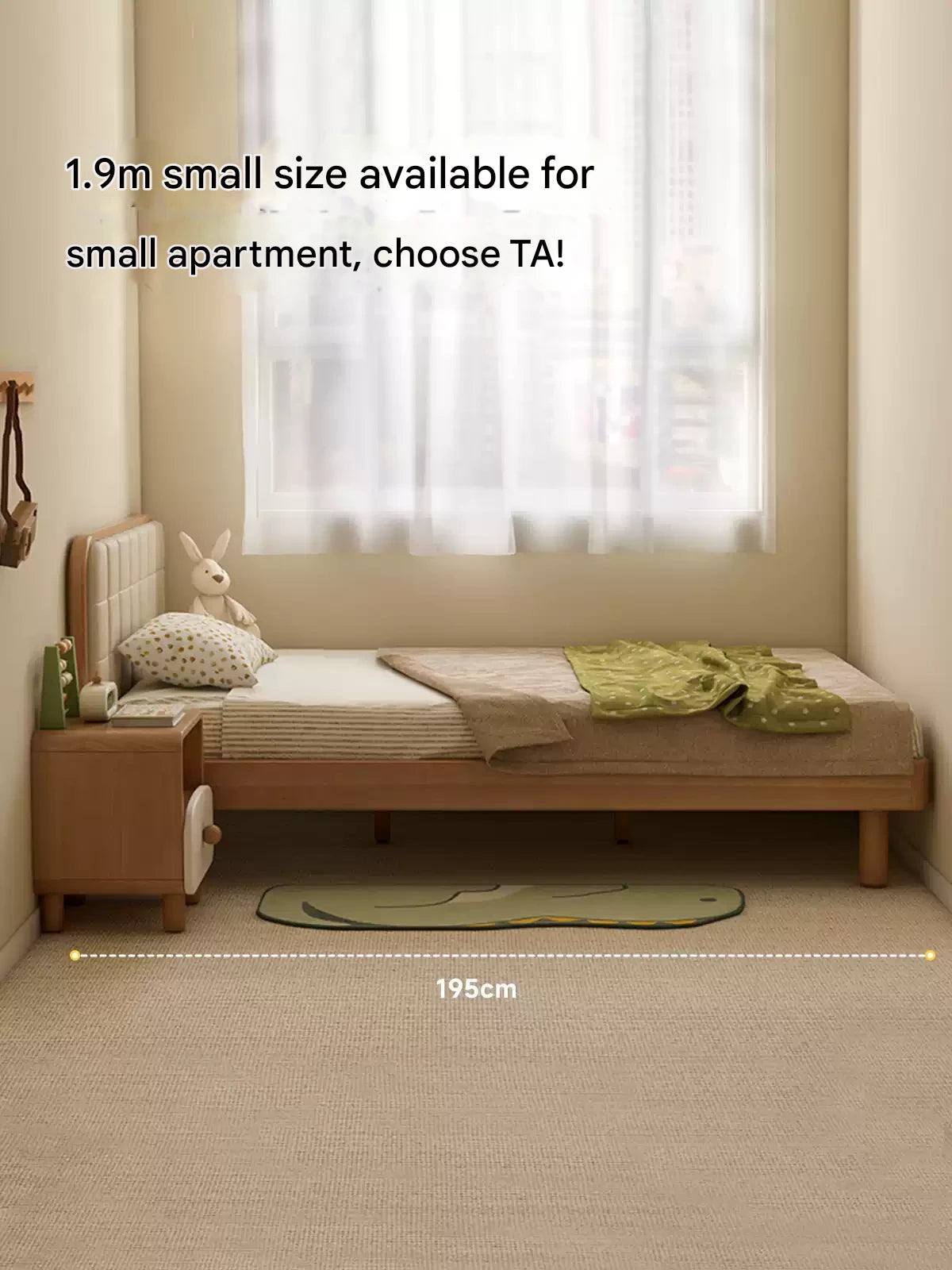 Rubberwood, Beech Solid Wood Children's Soft Bed