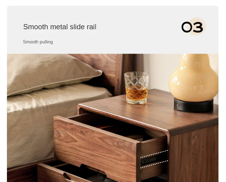 Solid Longan Hardwood, Black Walnut, Sandalwood Solid Wood Nightstand Storage.