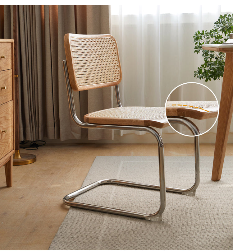 Oak Solid Wood Rattan Suspended Chair Set of 4pcs
