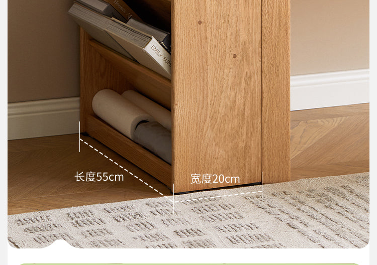 Oak, Rubberwood Solid Wood Small Book Rack Against The Wall