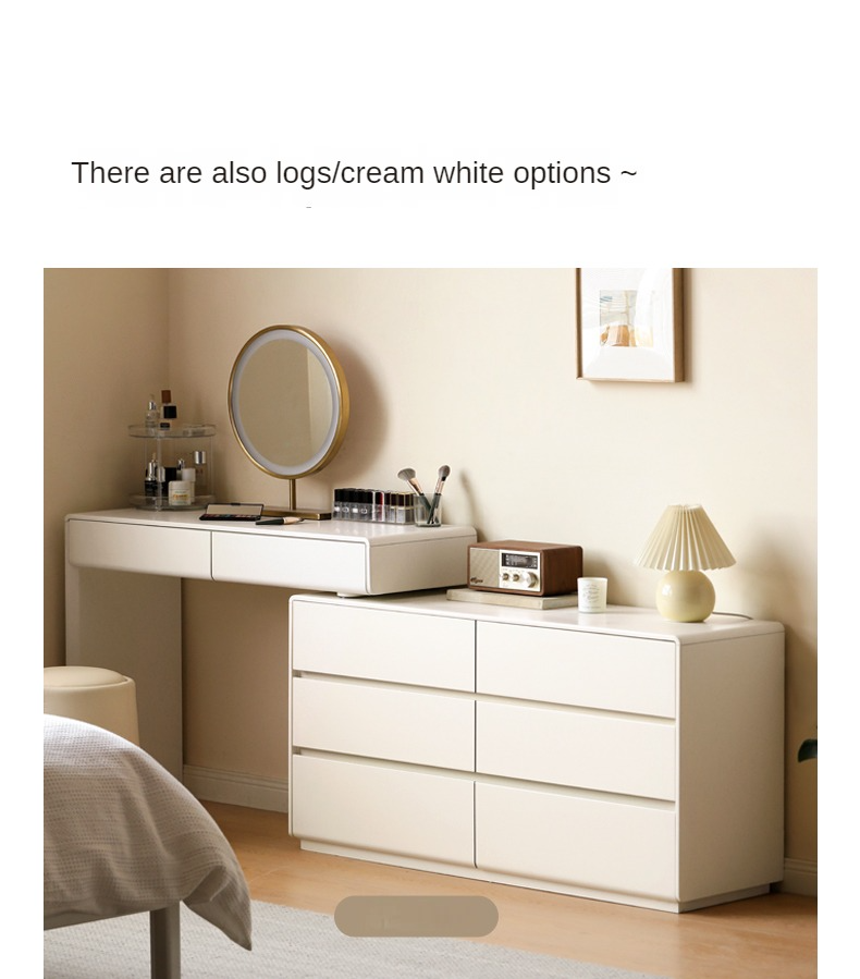 Poplar Solid Wood Retractable Dressing Table Light Luxurious Drawer