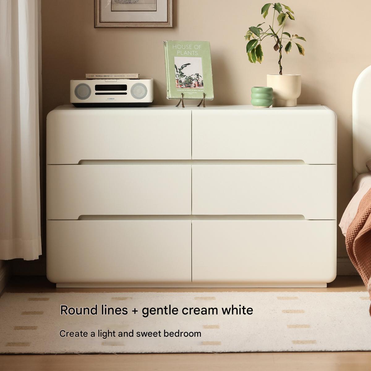 Poplar, Solid Rubberwood Storage Cream Drawer Dresser