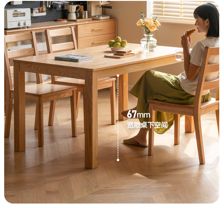 Oak Solid Wood, Solid Rubberwood Nordic Dining Table