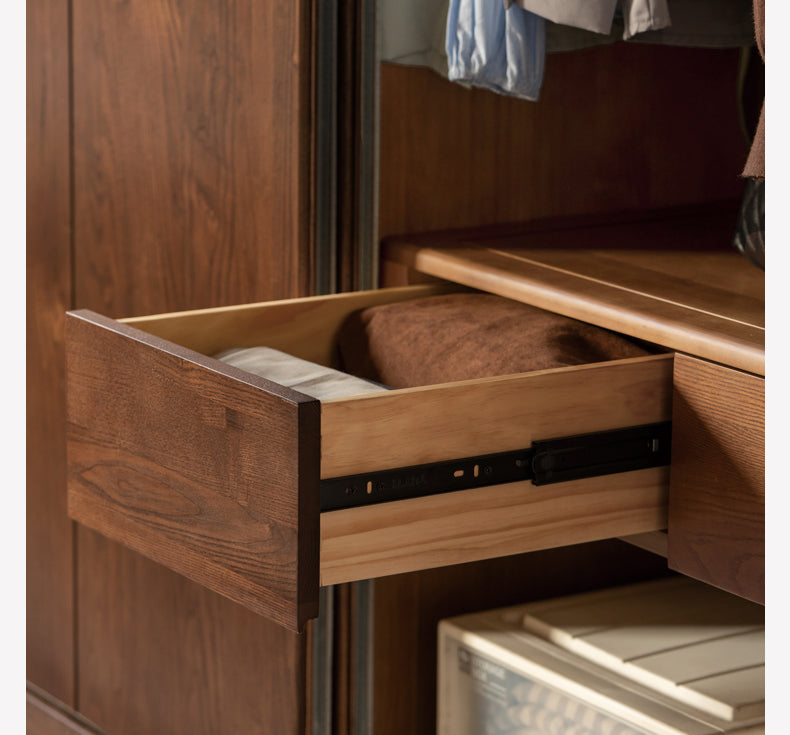 White Ash, Ash, Oak Solid Wood Wardrobe With Sliding Doors