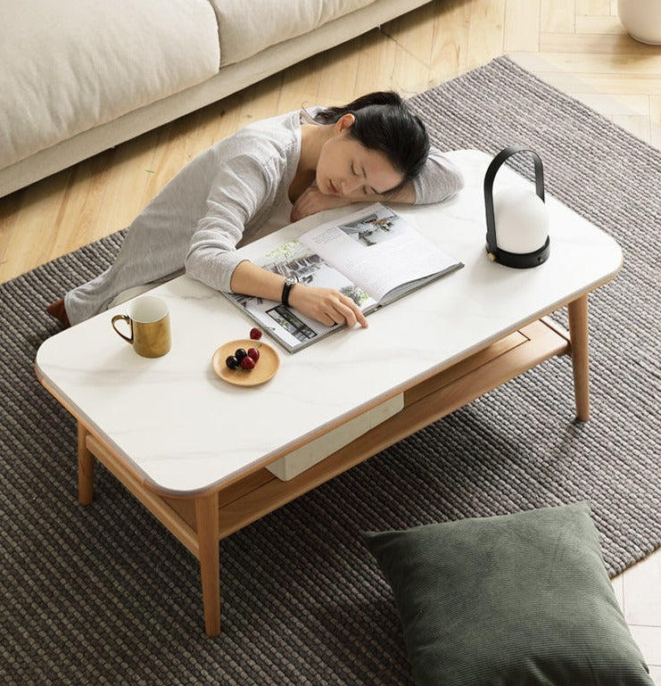 Oak, Beech Solid Wood Slate Coffee Table