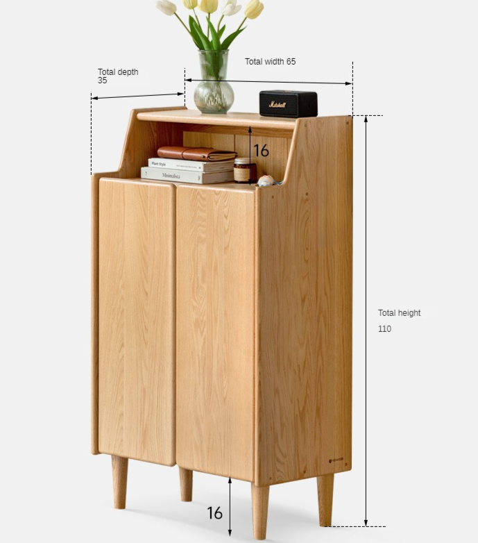 Oak Solid Wood Shoe Cabinet