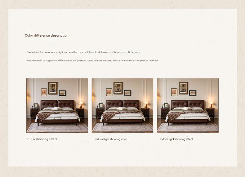 Genuine Leather Art Deco Tufted Platform Bed