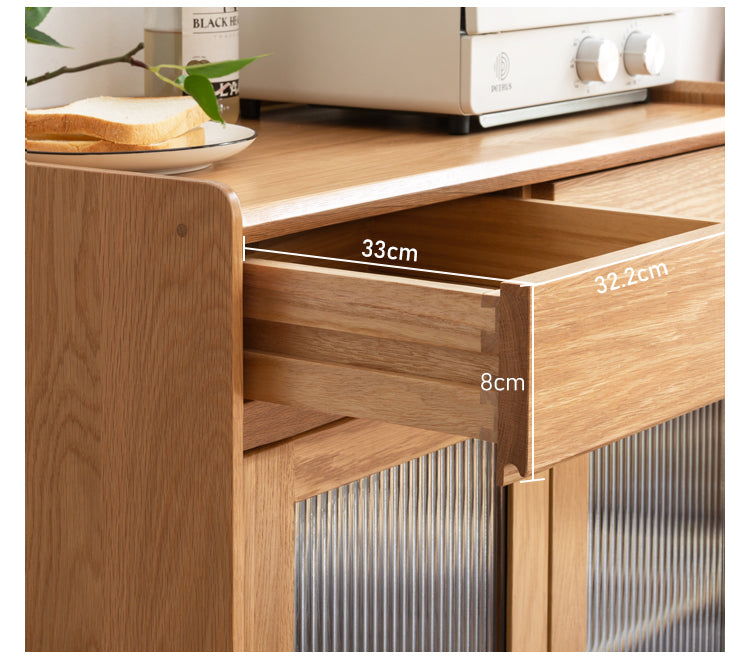 Oak Solid Wood, Solid RubberWood Nordic Modern Sideboard