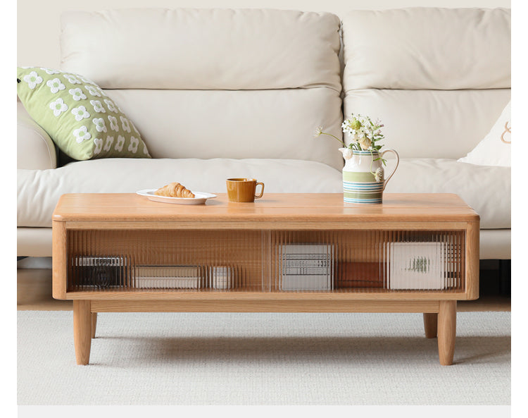 Oak Solid Wood Modern Slate Lifting Coffee Table