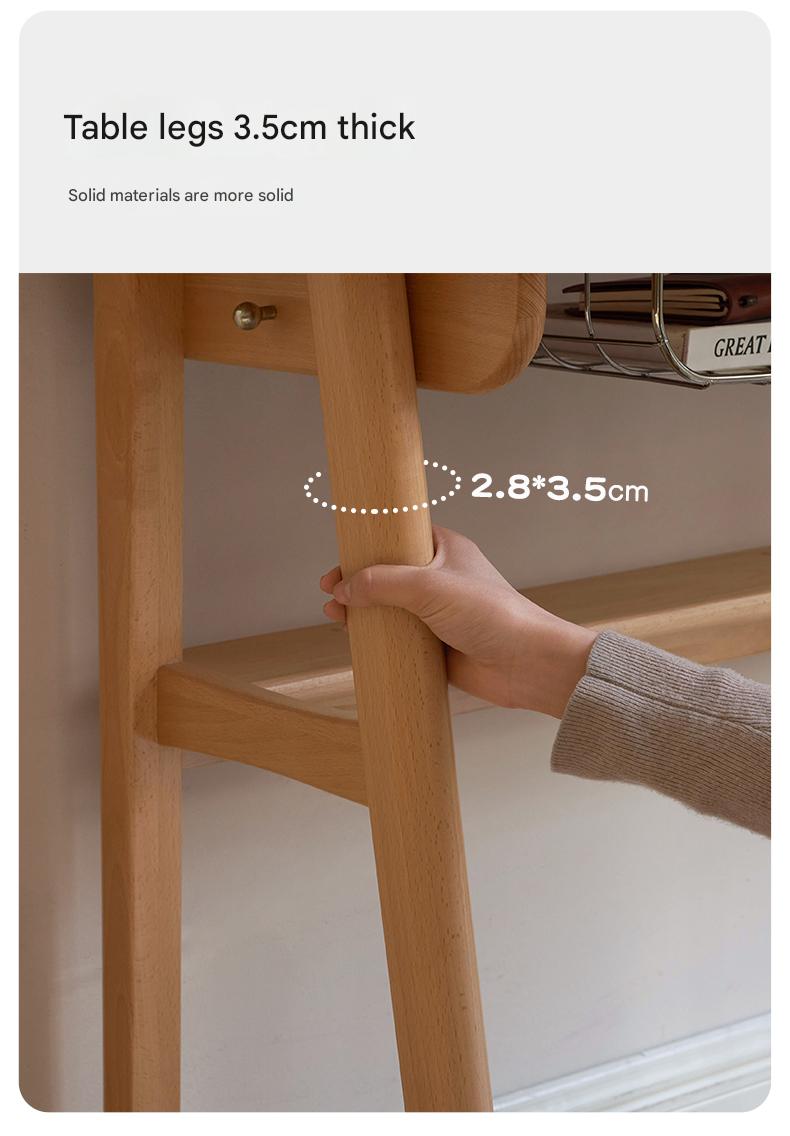 European Beech Solid Wood Ultra Narrow Writing Desk.