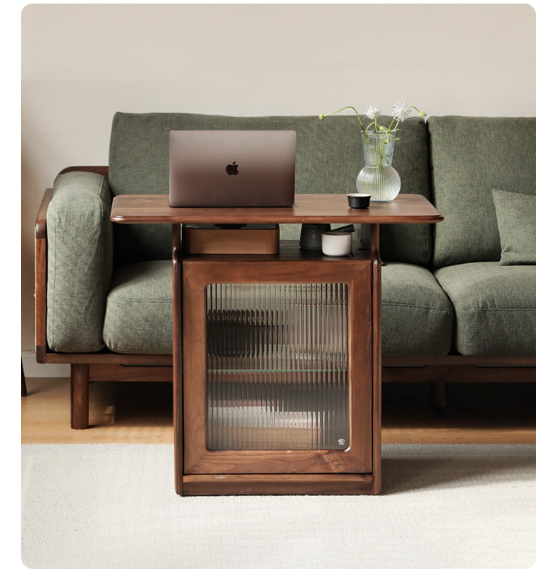 Ash, Black Walnut Solid Wood Mobile Coffee Cabinet