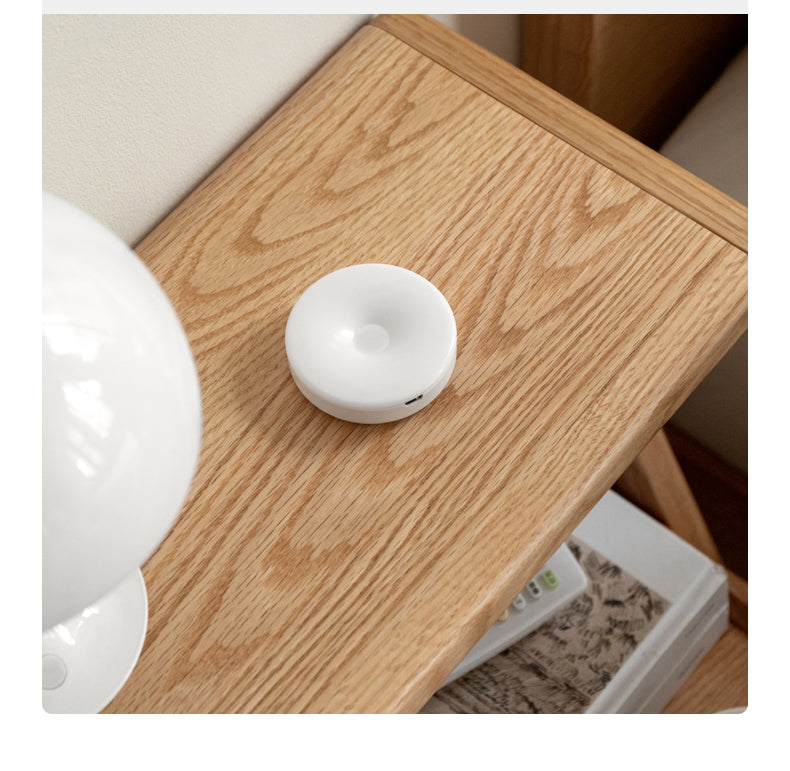 Oak Solid Wood Nightstand Rack Integrated Light)