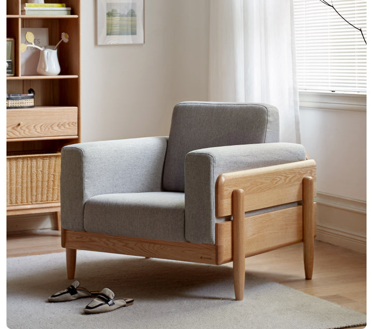 Ash Solid Wood Fabric Sofa.