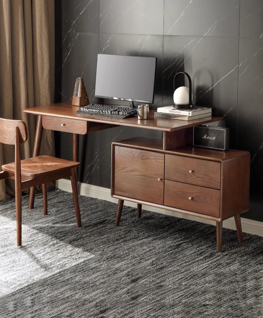 Oak Solid Wood Corner Modern Telescopic Desk