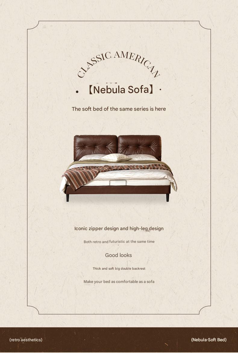 Genuine Leather Art Deco Tufted Platform Bed