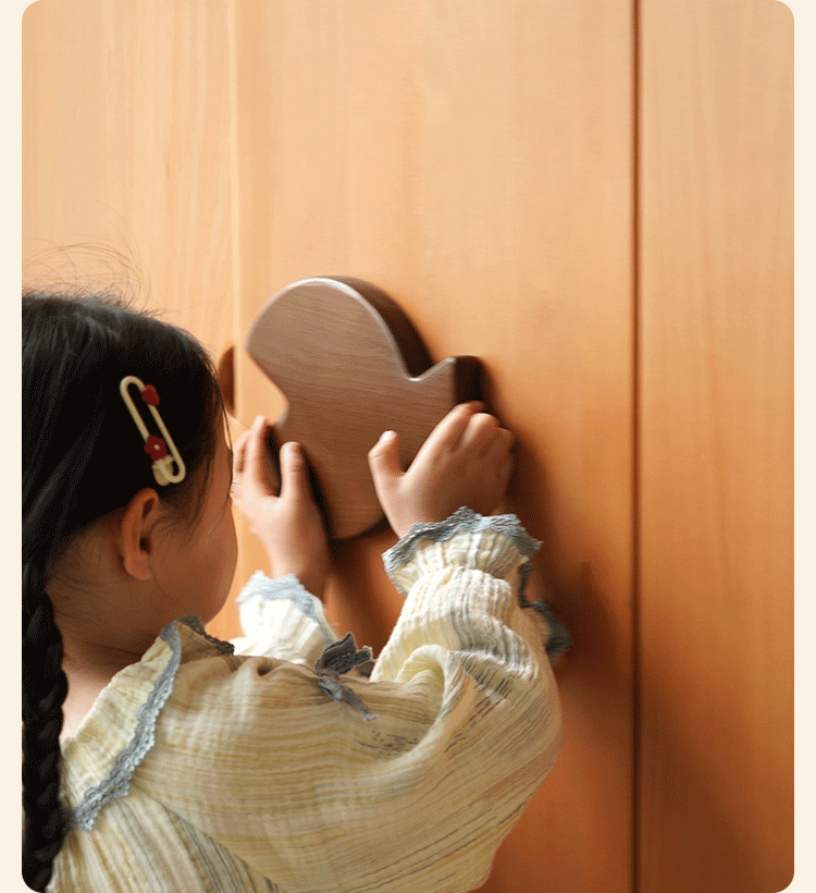 Beech Solid Wood Kids Sliding Door Wardrobe with Adjustable Shelves