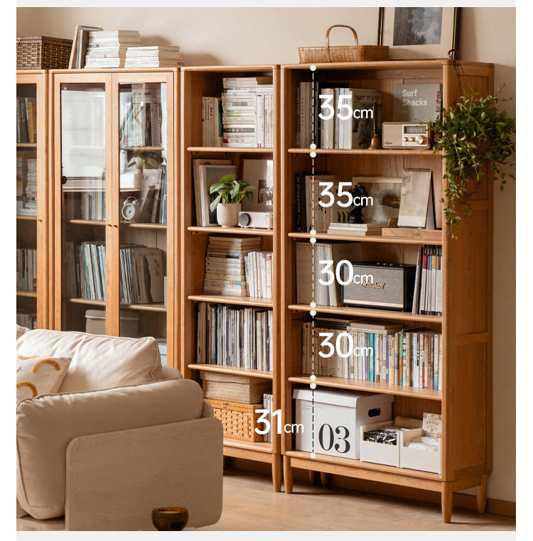 Cherry Solid Wood Freely Combinable Bookshelf with Retro Style Finish