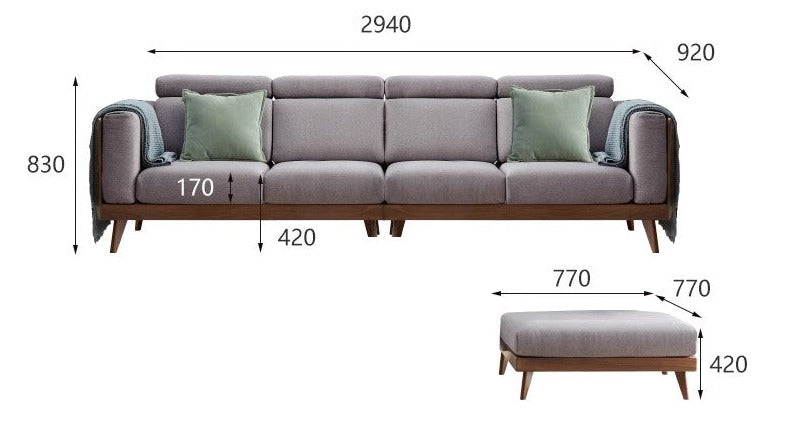 Sofa Black Walnut solid wood+