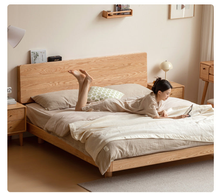 Oak Solid Wood Modern Suspension Bed