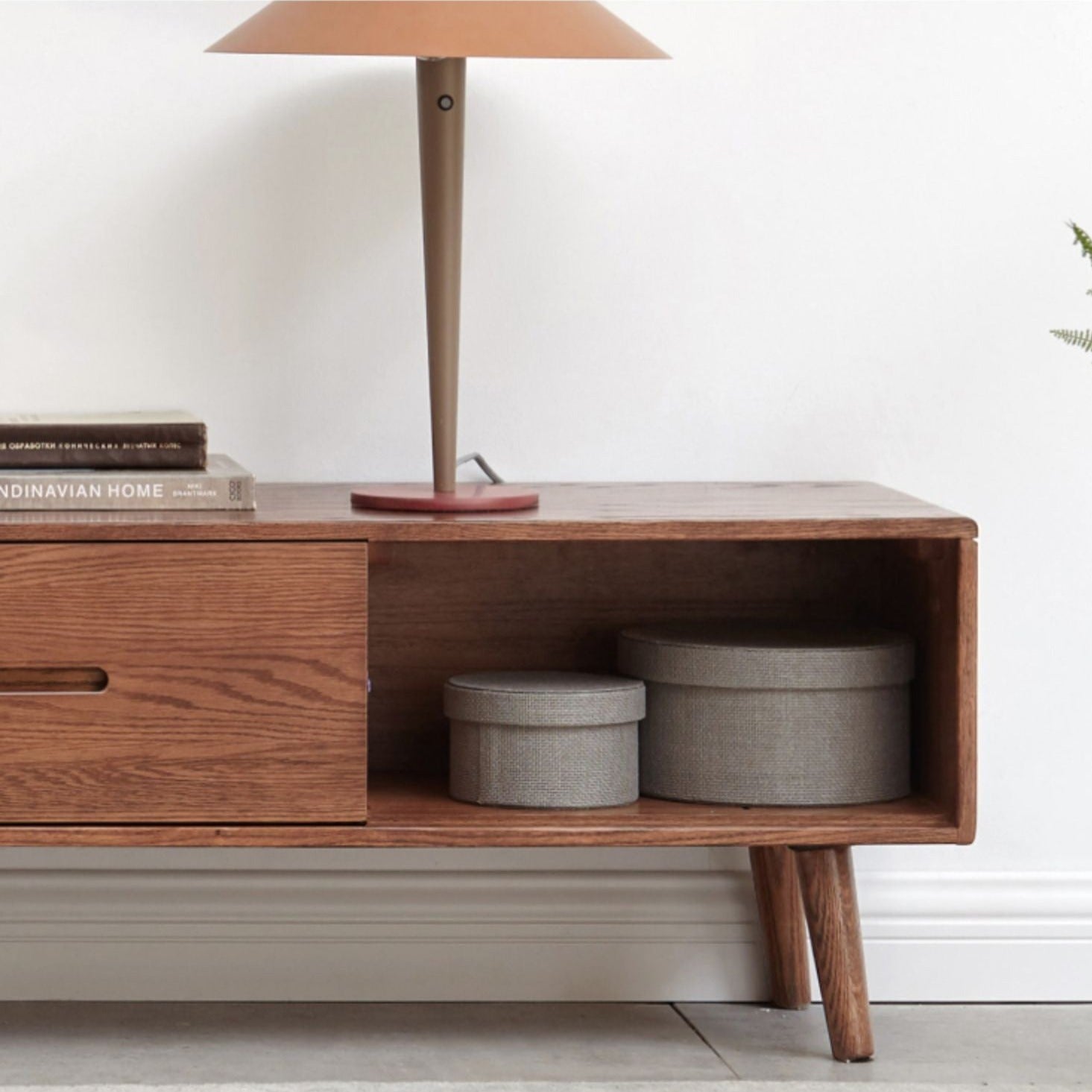 TV stand sliding door Oak Solid wood"