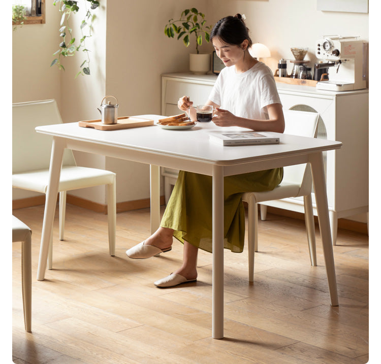 Solid Rubberwood Ectangular Rock Plate Dining Table