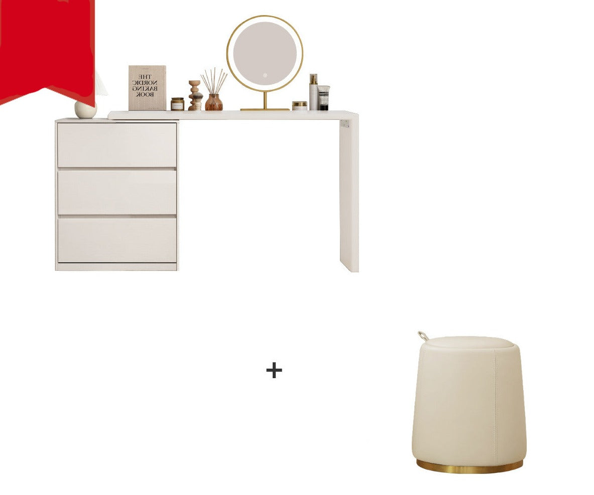 Poplar, Oak Solid Wood Telescopic Dressing Table Three Drawers.