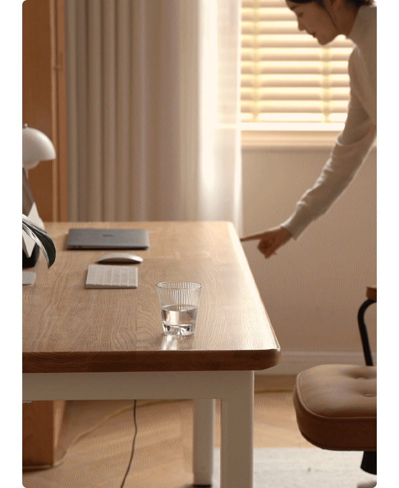 Oak Solid Wood Electric Elevating Dual Motor Office Desk