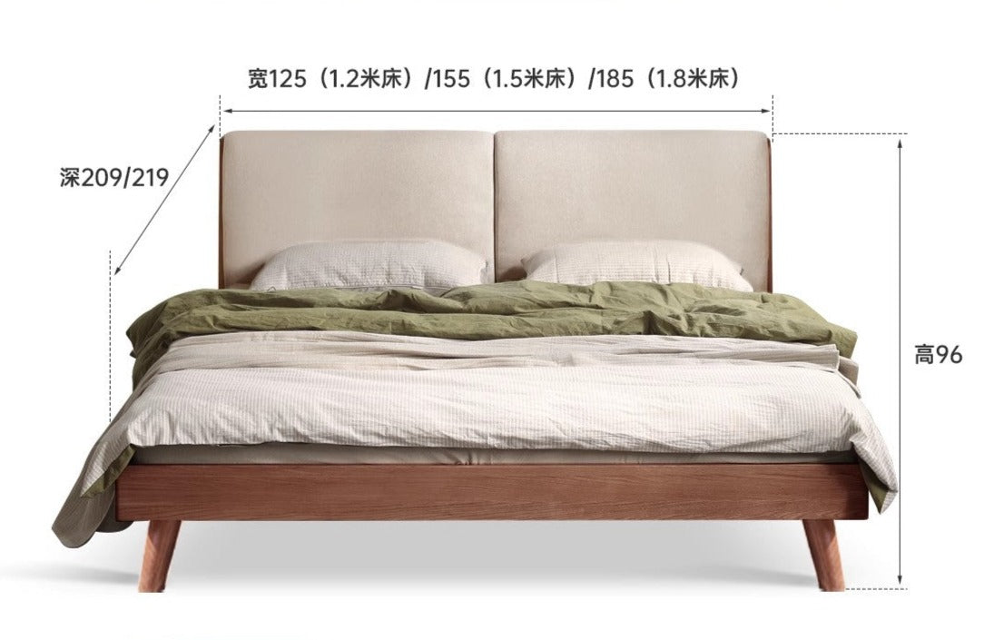 Rubberwood, Oak solid wood Soft Bed