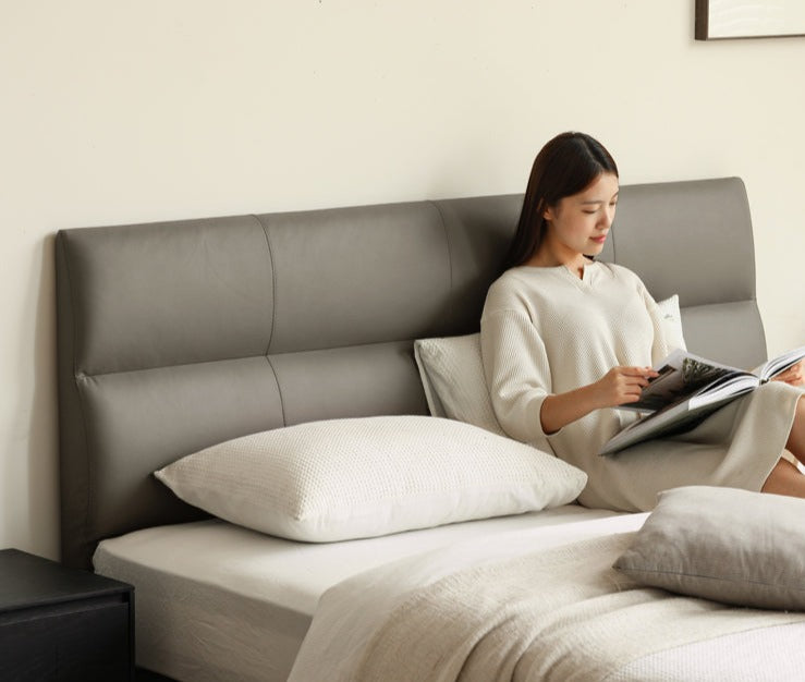Luxury Genuine Leather Modern Minimalist Bed