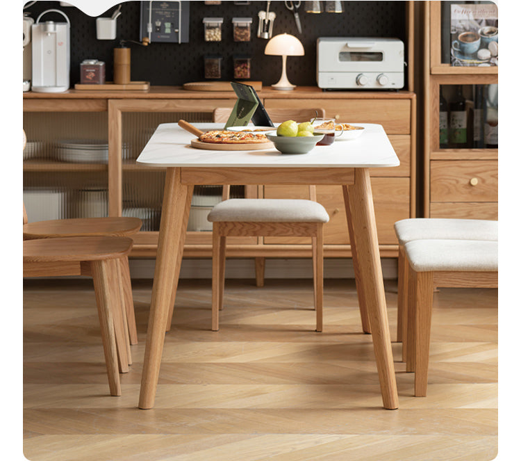 Solid RubberWood, Oak Solid Wood Rock Modern Dining Table