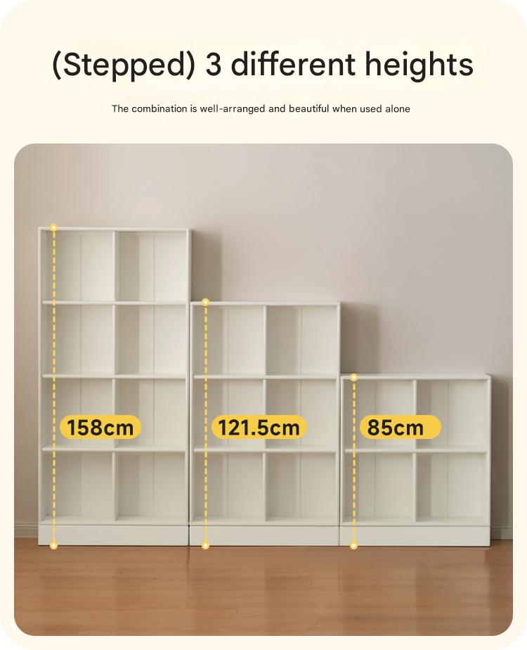 Rubber Solid Wood Cream Style Children's Free Сombination Bookshelf
