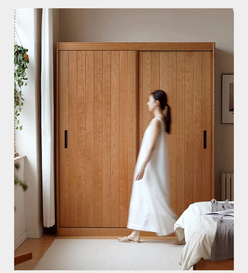 Cherry Wood Retro Wardrobe Sliding Door.