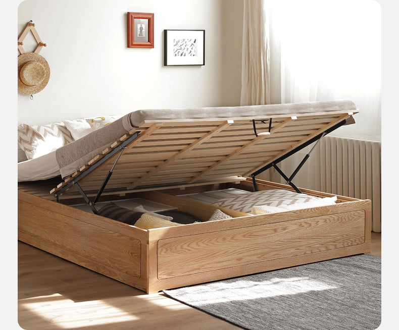 Oak solid wood platform bed, headboard-free Box bed