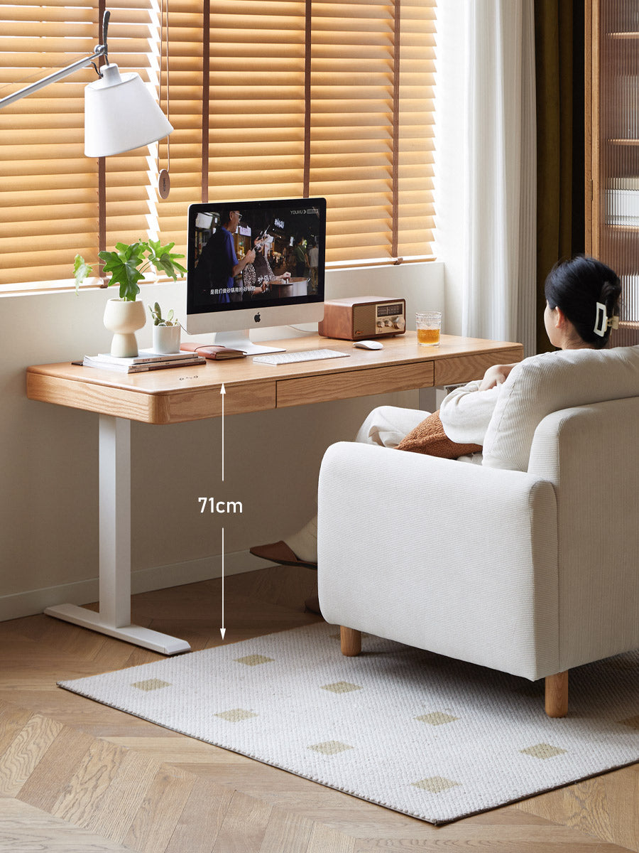 Oak Solid Wood Elevating Electric Multifunctional Standing Desk