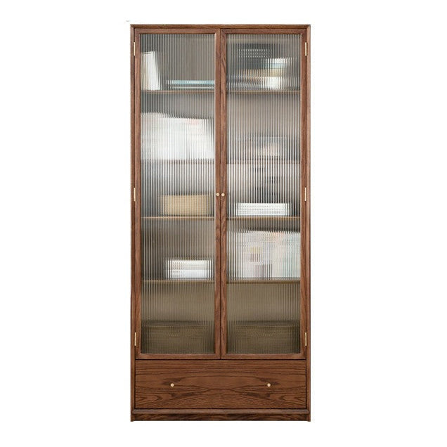 Oak, Ash Solid Wood Modular Bookcase with Glass Doors