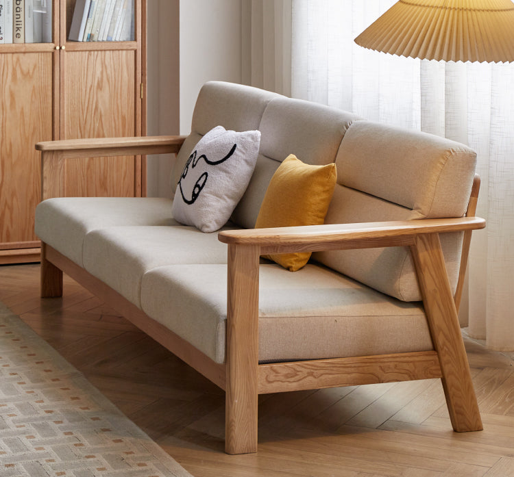 Ash Solid Wood Straight Sofa Modern.