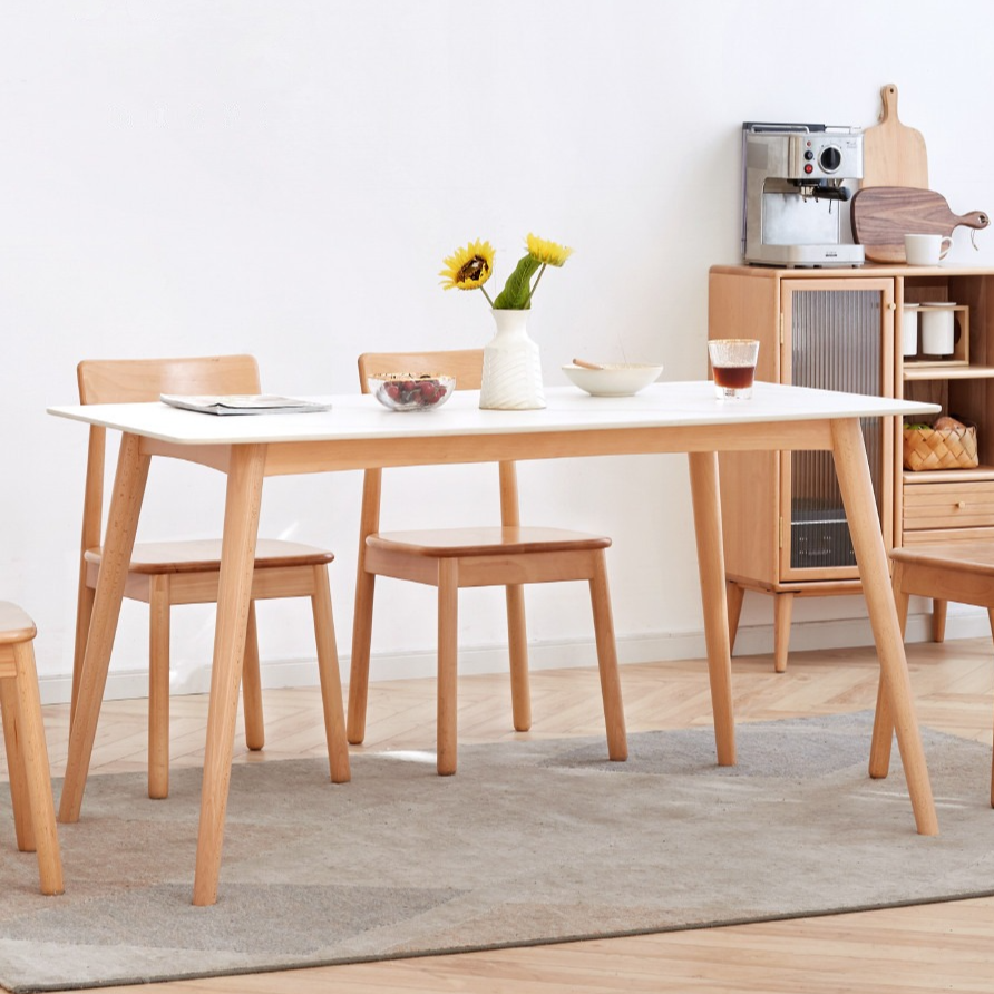 Beech Solid Wood Rock Plate Dining Table