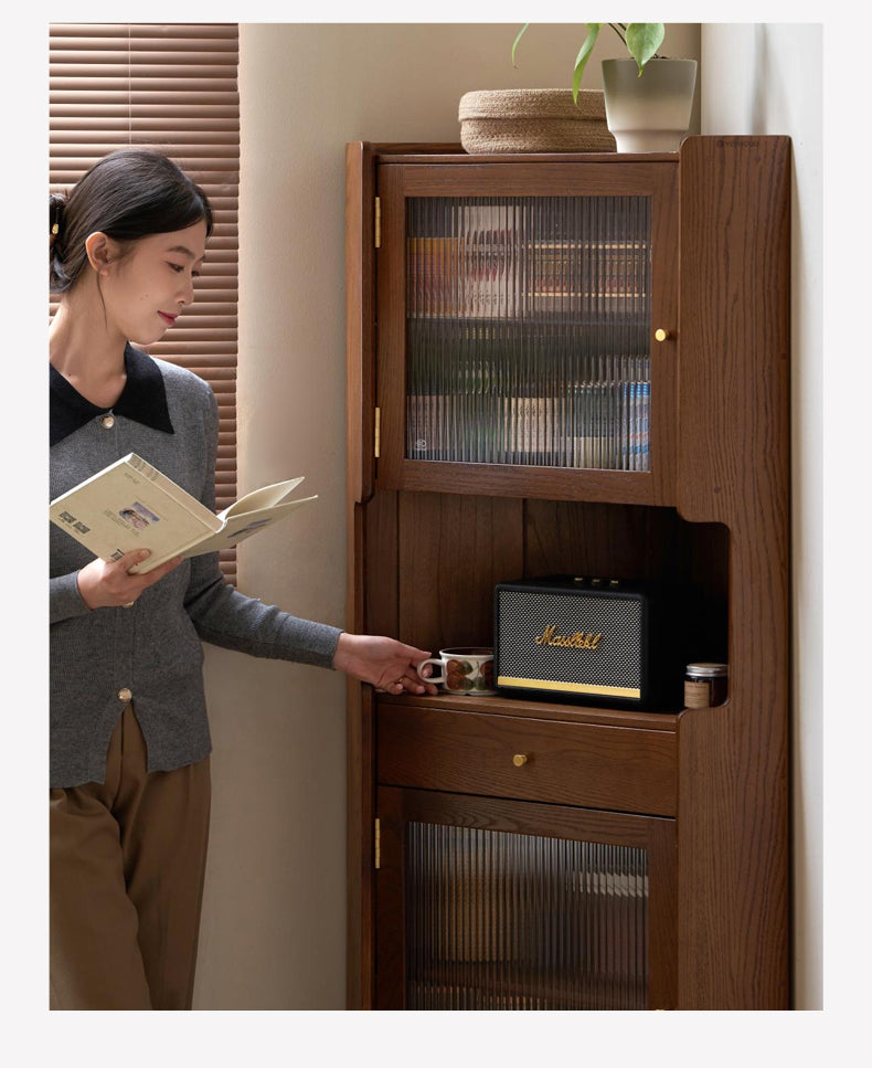 Oak Solid Wood Corner Side Cabinet
