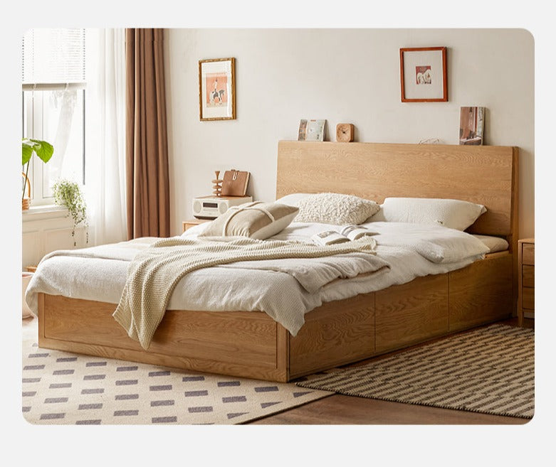 Ash, Oak, Black Walnut Solid Wood Box Bed Modern