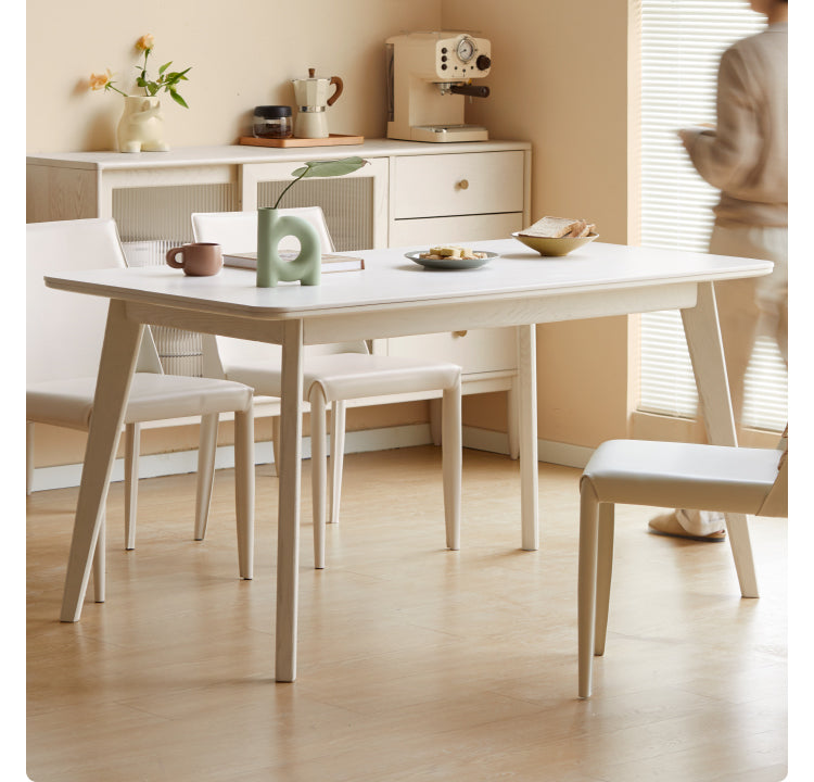 Birch Solid Wood Slate Cream Wind White Dining Table