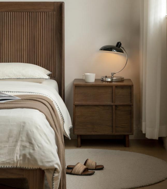 Black Walnut, Ash, Oak Solid Wood Storage Bedside Nightstand ,