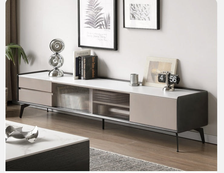 Light luxury rock board multi-functional side cabinet LED lights"