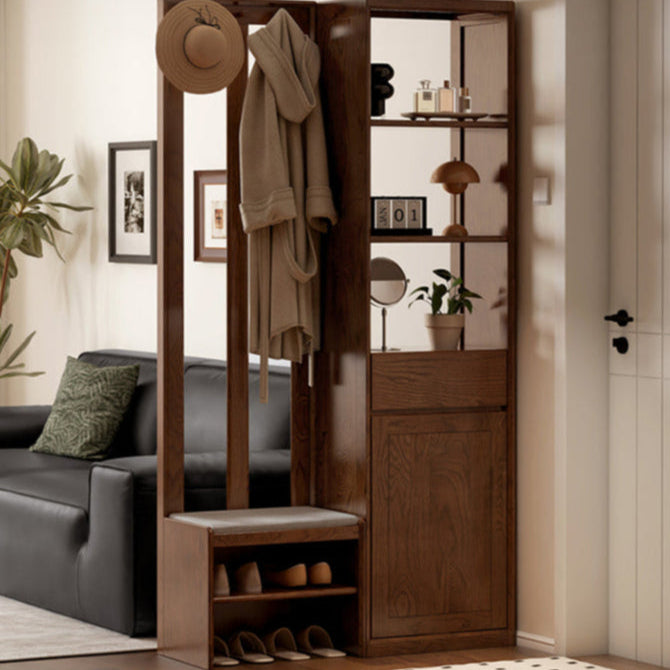 Oak Solid Wood Porch Cabinet Shoe Cabinet Integrated