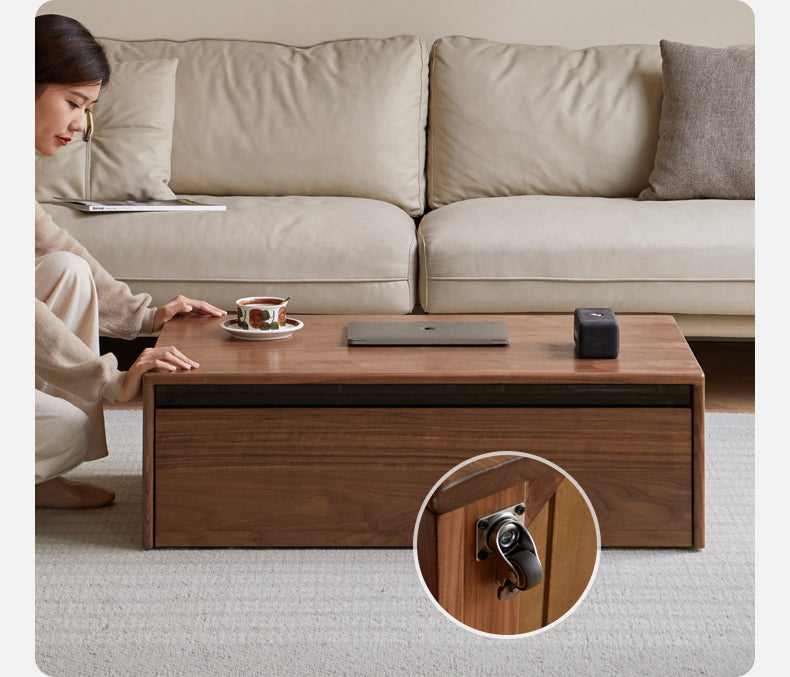 Black Walnut Solid Wood Coffee Table Modern Minimalist