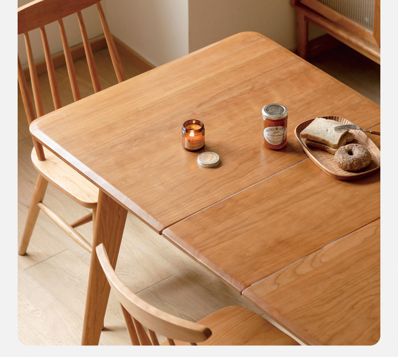 Cherry Wood Retractable Dining Table Antique Style