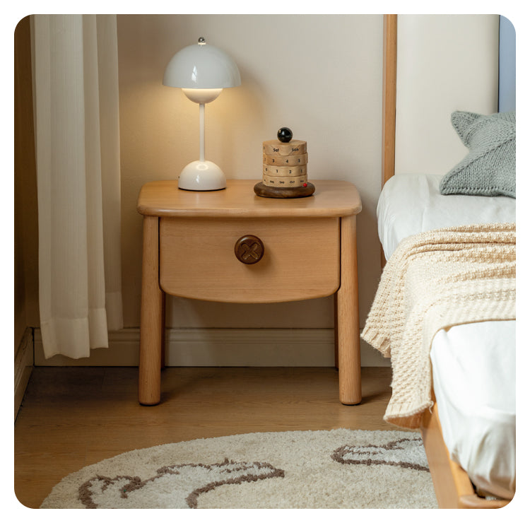 Beech, Rubber Solid Wood Modern Children's Nightstand