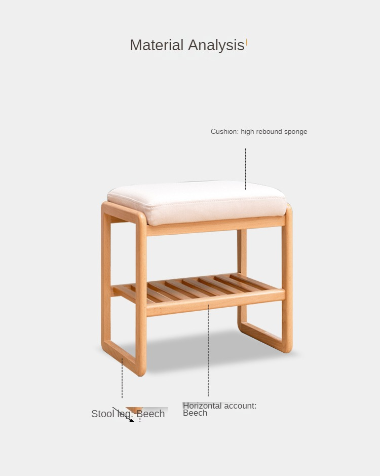 Beech Solid Wood Shoe Changing Stool