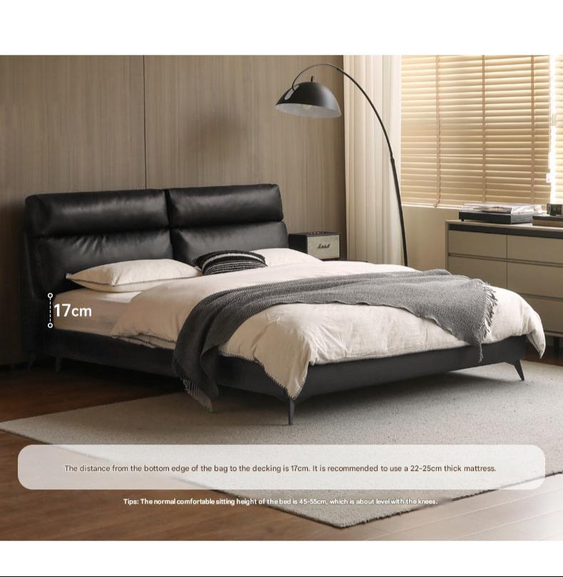 Leather Upholstered Bed with Down Filling