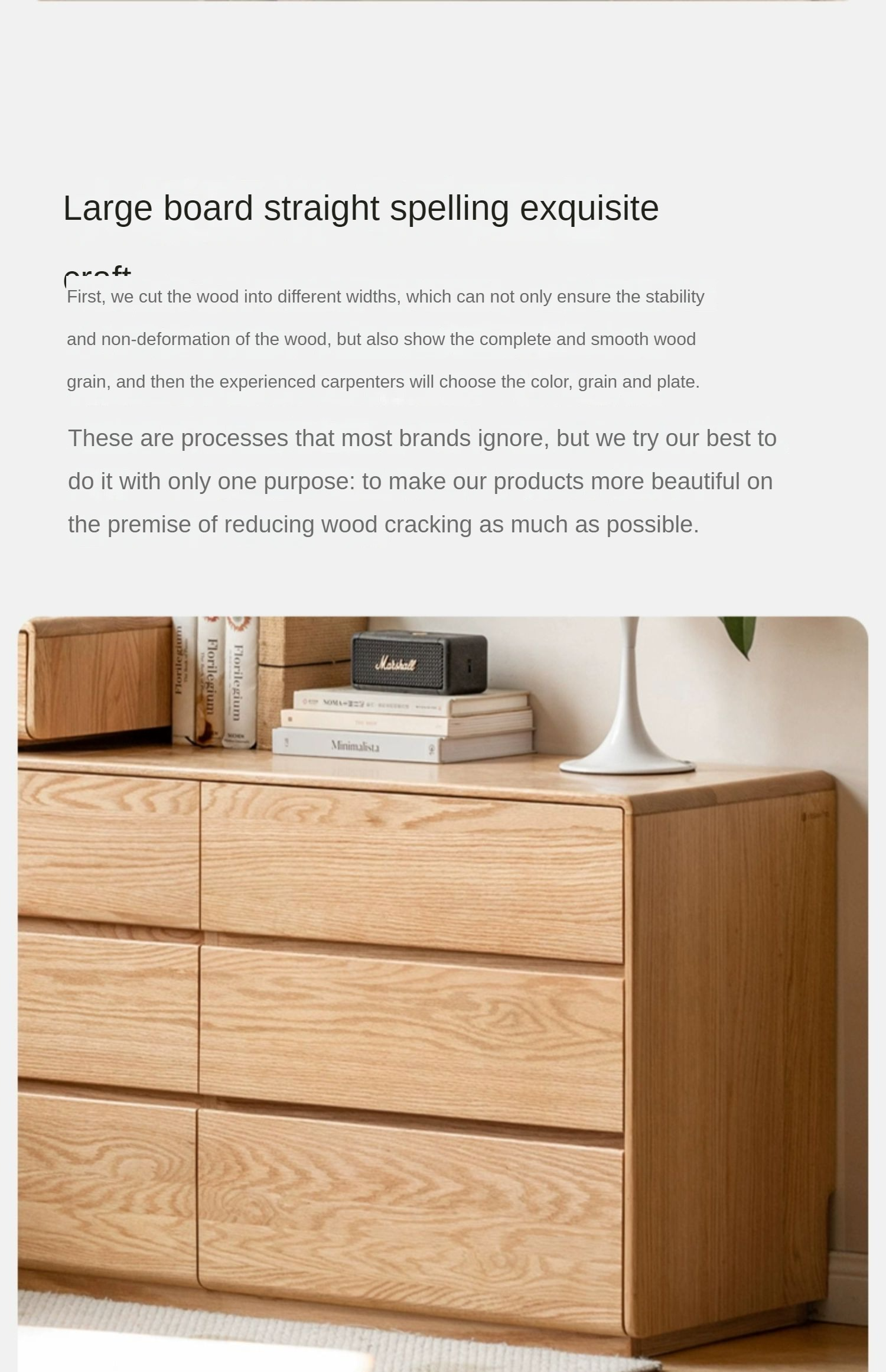 Oak, Ash Solid Wood Retractable Dressing Table Storage Cabinet.