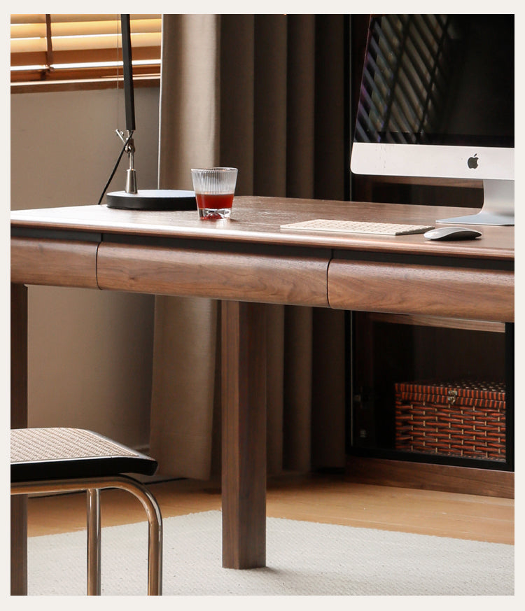 Black Walnut, Ash, Sandalwood Solid Wood Modern Large Office Table